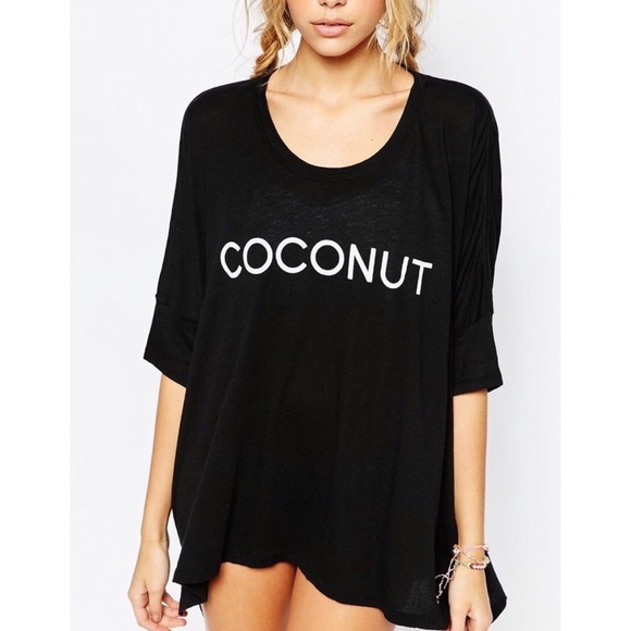 BLACK COVER UP COCONUT BIKINI BEACHWEAR POOL SHIRT CU7116 - Picture 3 of 4
